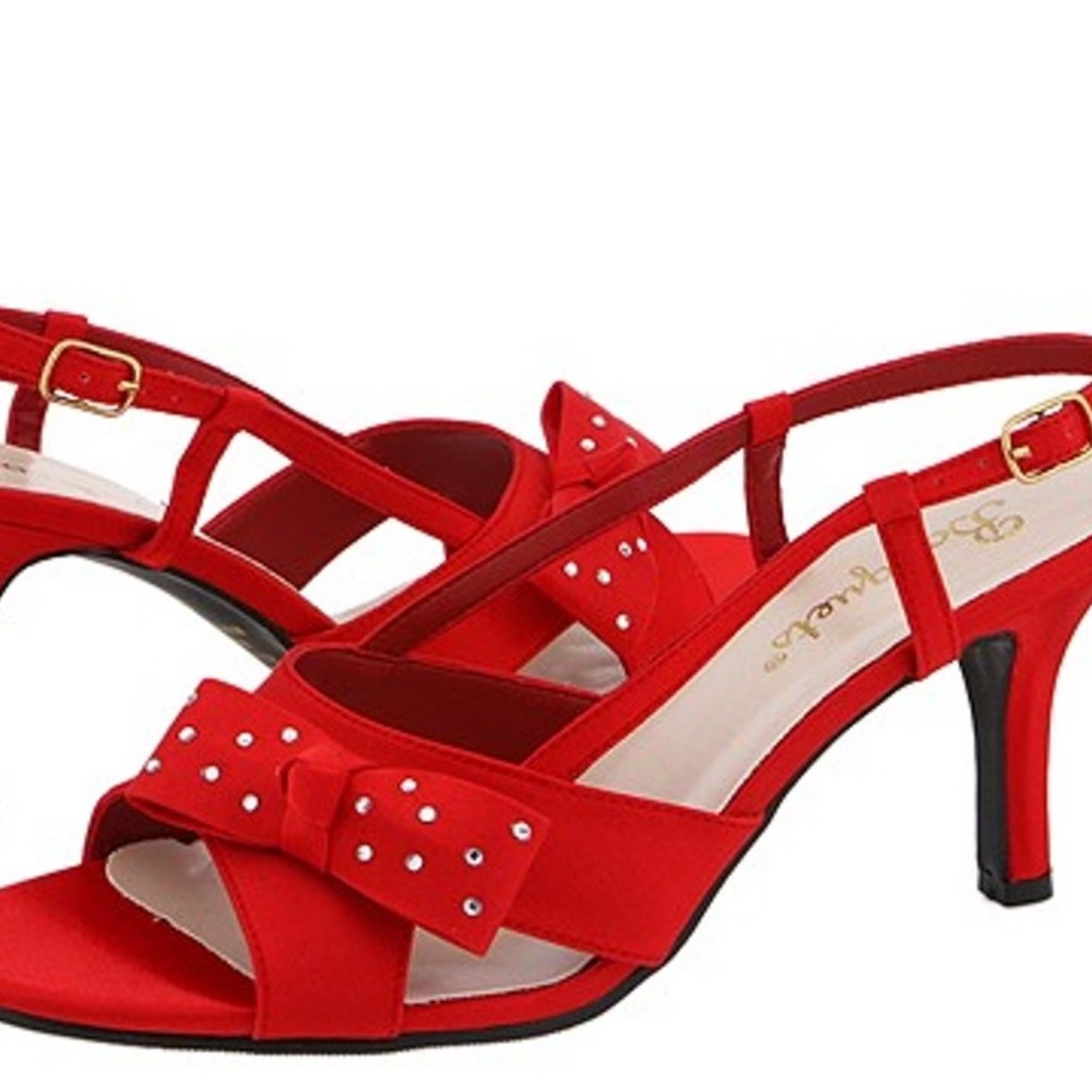 Bouquets Rowena Ladies Sandals Red Satin